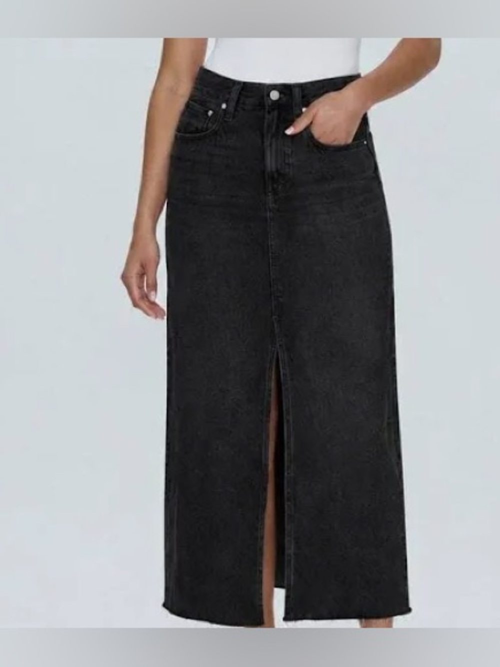 Pistola Alice High Rise Denim Midi Skirt Black Size 26